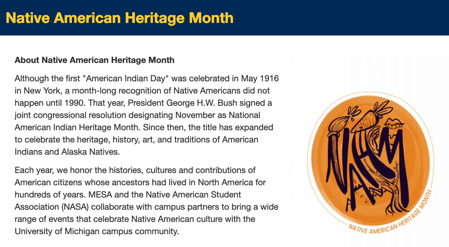 Native American Heritage Month website