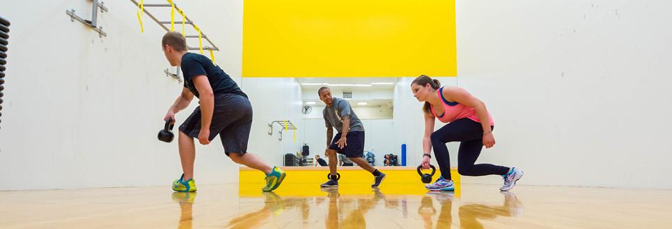 Students take an exercise class