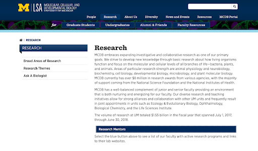 Example research webpage