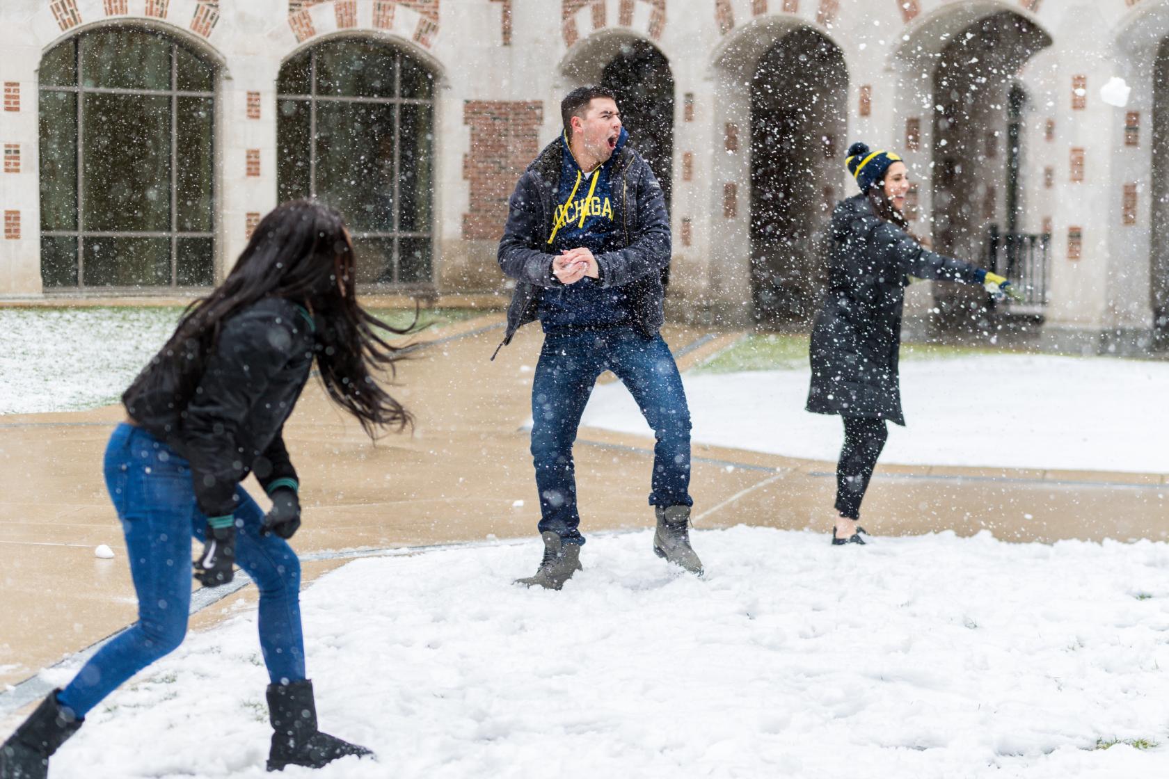 Central campus snowball fight