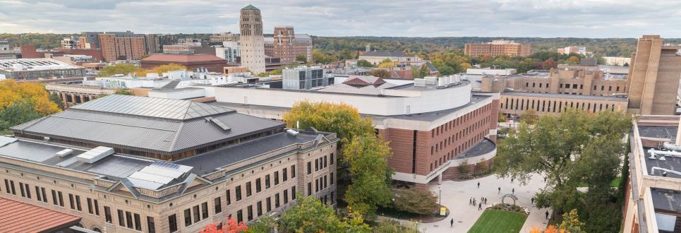 Photo of campus taken from a rooftop