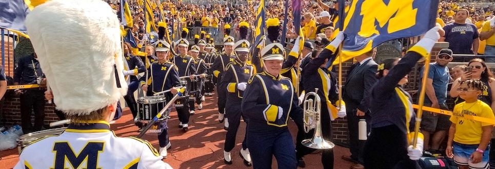 U-M marching band in Michigan Stadium