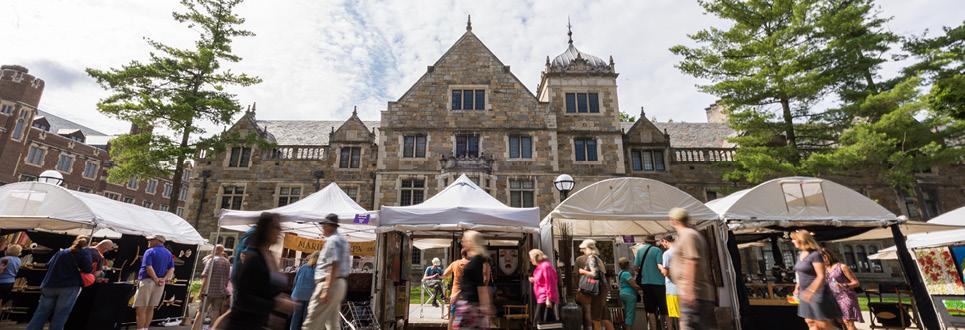 Ann Arbor Art Fair set up in front of the Law Quad