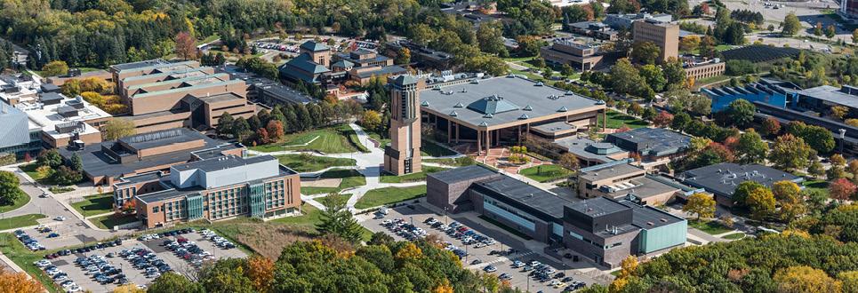 A drone photo of North Campus